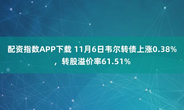 配资指数APP下载 11月6日韦尔转债上涨0.38%，转股溢价率61.51%